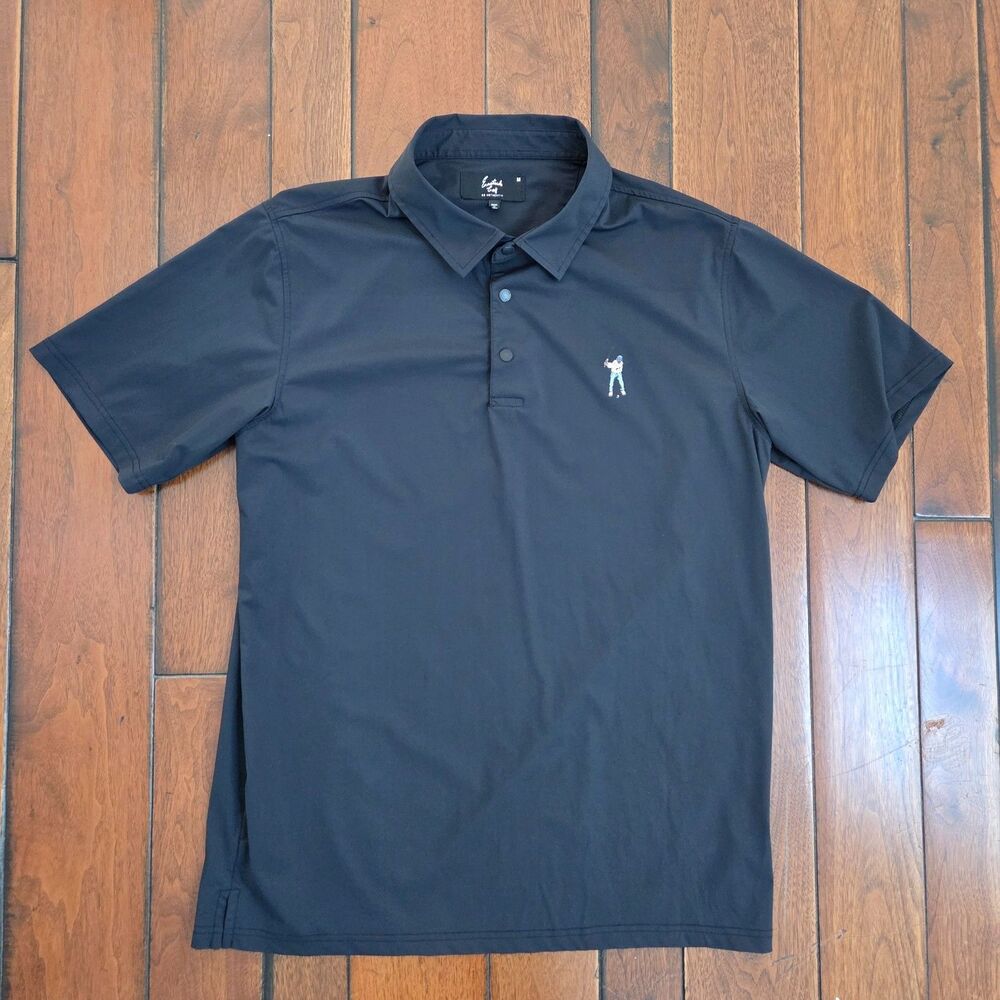 Eastside Golf Polo Shirt Men's M Performance Stretch Black Snap Button
